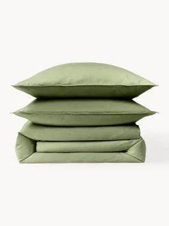 Mantas|Fundas Nórdicas></noscript>Westwing Collection Funda nórdica de percal lavado Debbie Verde oliva
