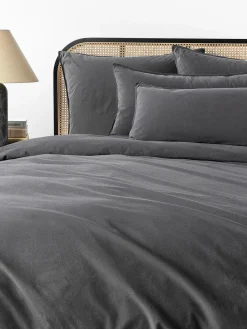 Fundas Nórdicas|Mantas>Westwing Collection Funda nórdica de percal lavado Debbie Gris oscuro