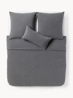 Fundas Nórdicas|Mantas>Westwing Collection Funda nórdica de percal lavado Debbie Gris oscuro