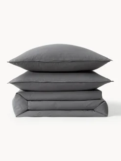 Fundas Nórdicas|Mantas></noscript>Westwing Collection Funda nórdica de percal lavado Debbie Gris oscuro
