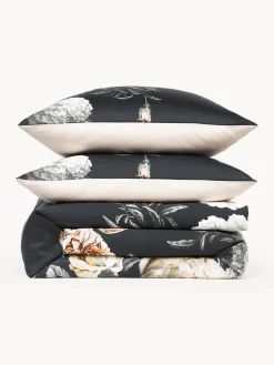 Mantas|Fundas Nórdicas></noscript>Westwing Collection Funda nórdica de satén Blossom Gris antracita, multicolor