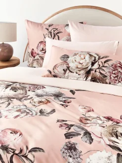 Mantas|Fundas Nórdicas>Westwing Collection Funda nórdica de satén Blossom Rosa claro, multicolor