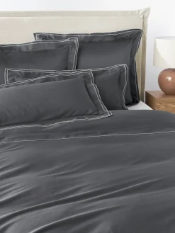 Fundas Nórdicas|Mantas>Westwing Collection Funda nórdica de satén Carlotta Gris antracita, gris claro