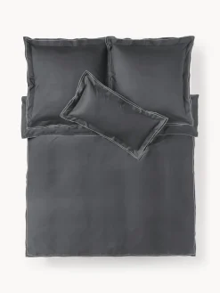 Fundas Nórdicas|Mantas>Westwing Collection Funda nórdica de satén Carlotta Gris antracita, gris claro