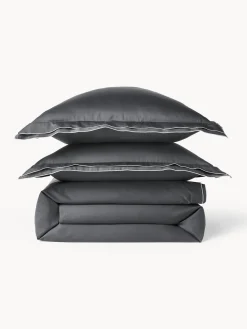 Fundas Nórdicas|Mantas></noscript>Westwing Collection Funda nórdica de satén Carlotta Gris antracita, gris claro