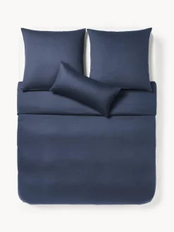 Mantas|Fundas Nórdicas>Westwing Collection Funda nórdica de satén Comfort Azul oscuro