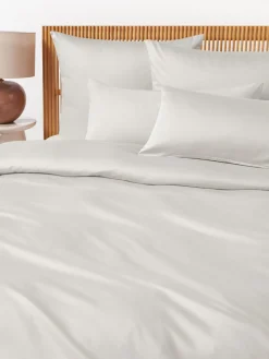 Mantas|Fundas Nórdicas>Westwing Collection Funda nórdica de satén Comfort Gris claro