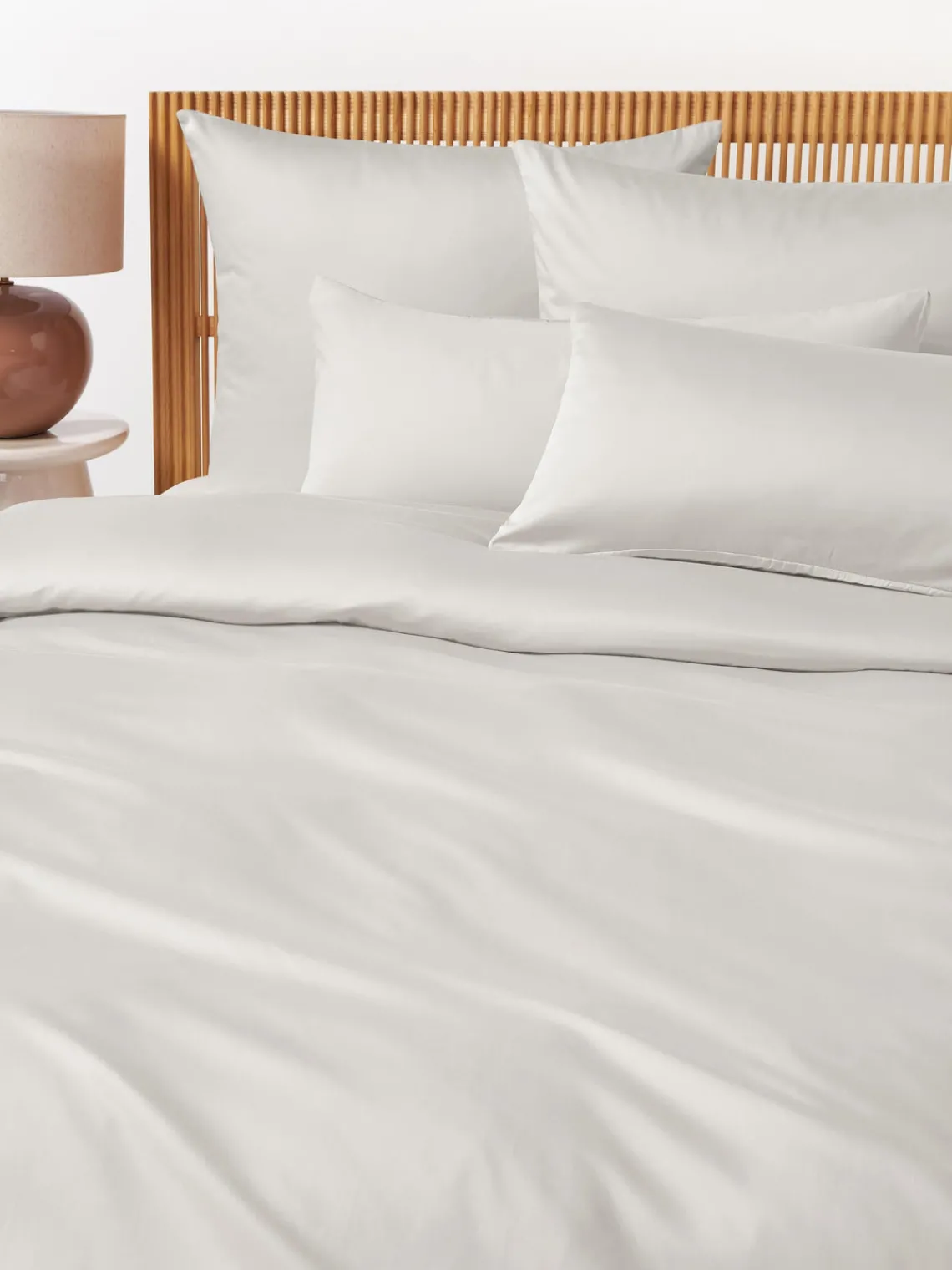 Mantas|Fundas Nórdicas>Westwing Collection Funda nórdica de satén Comfort Gris claro