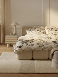 Mantas|Fundas Nórdicas>Westwing Collection Funda nórdica de satén con estampado floral Flori Beige claro, multicolor