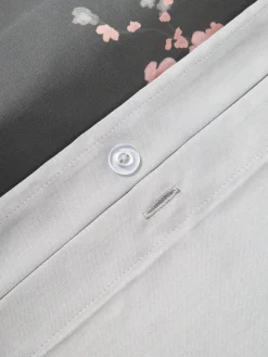 Fundas Nórdicas|Mantas></noscript>Westwing Collection Funda nórdica de satén con estampado floral Sakura Gris oscuro, rosa claro, blanco