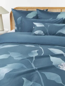 Fundas Nórdicas|Mantas>Westwing Collection Funda nórdica de satén estampado Marino Tonos grises azulados