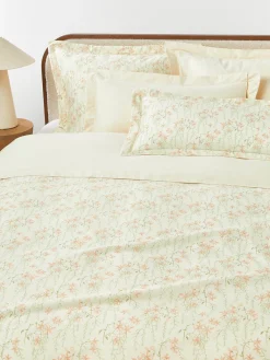 Fundas Nórdicas|Fundas De Edredón>Westwing Collection Funda nórdica de satén estampado Leticia Beige claro, melocotón, verde
