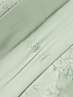 Fundas Nórdicas|Mantas></noscript>Westwing Collection Funda nórdica de satén estampado Leticia Verde salvia, beige claro, verde oscuro