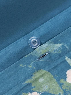 Fundas Nórdicas|Mantas></noscript>Westwing Collection Funda nórdica de satén estampado Anthea Azul petróleo, multicolor