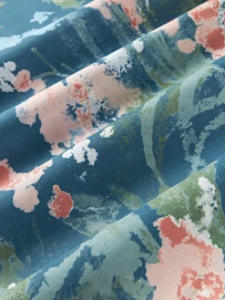 Fundas Nórdicas|Mantas></noscript>Westwing Collection Funda nórdica de satén estampado Anthea Azul petróleo, multicolor