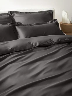Mantas|Fundas Nórdicas>Westwing Collection Funda nórdica de satén Premium Gris oscuro