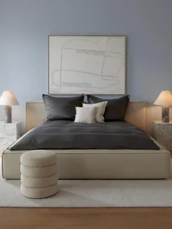 Mantas|Fundas Nórdicas>Westwing Collection Funda nórdica de satén Premium Gris oscuro