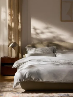 Mantas|Fundas Nórdicas>Westwing Collection Funda nórdica de satén Premium Gris claro
