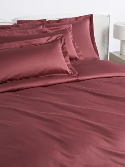 Mantas|Fundas Nórdicas>Westwing Collection Funda nórdica de satén Premium Rojo vino