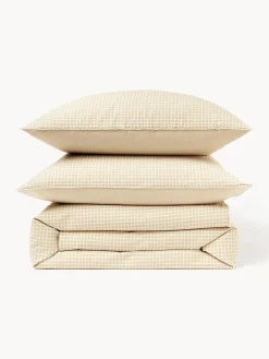 Fundas Nórdicas|Fundas De Edredón></noscript>Westwing Collection Funda nórdica de seersucker con ribete Davey Beige, blanco