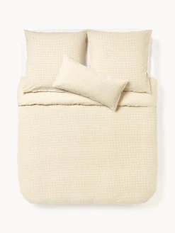 Fundas Nórdicas|Fundas De Edredón></noscript>Westwing Collection Funda nórdica de seersucker con ribete Davey Beige, blanco