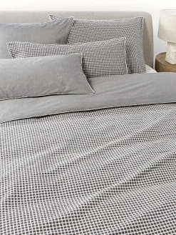 Fundas Nórdicas|Mantas>Westwing Collection Funda nórdica de seersucker con ribete Davey Gris oscuro, blanco