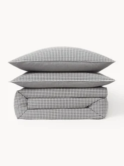 Fundas Nórdicas|Mantas></noscript>Westwing Collection Funda nórdica de seersucker con ribete Davey Gris oscuro, blanco