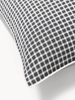 Fundas Nórdicas|Mantas></noscript>Westwing Collection Funda nórdica de seersucker con ribete Davey Gris oscuro, blanco