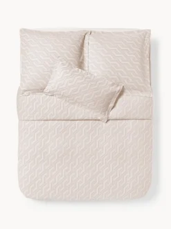 Fundas Nórdicas|Mantas>Westwing Collection Funda nórdica en tejido jacquard Aisha Beige claro, blanco