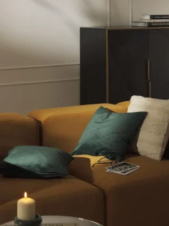 Mantas|Cojines Decorativos>Westwing Collection Fundas de cojín de terciopelo Rush, 2 uds. Verde oscuro