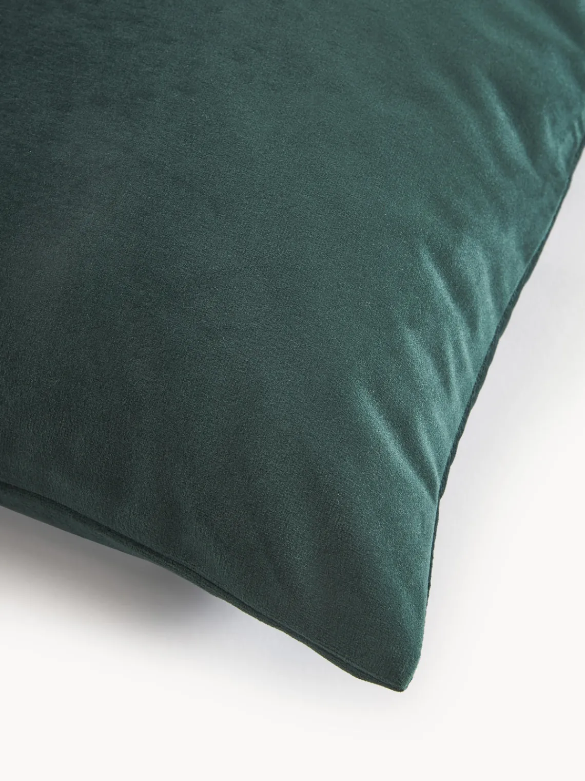 Mantas|Cojines Decorativos>Westwing Collection Fundas de cojín de terciopelo Rush, 2 uds. Verde oscuro