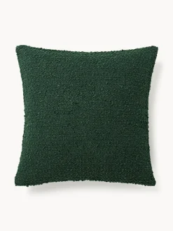 Mantas|Cojines Decorativos>Westwing Collection Fundas de cojín en tejido bouclé Bellamie, 2 uds. Bouclé verde oscuro