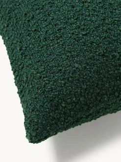 Mantas|Cojines Decorativos>Westwing Collection Fundas de cojín en tejido bouclé Bellamie, 2 uds. Bouclé verde oscuro