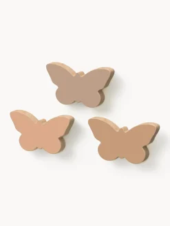 Online Ganchos de pared artesanales de madera de haya Butterfly, 3 uds. Niños Decoración Infantil|Colgadores Y Estantes De Pared