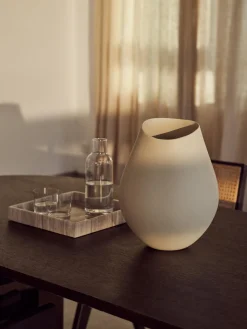 Jarrones|Jarrones>Westwing Collection Gran jarrón hecho a mano en gres Opium, 39 cm Beige claro