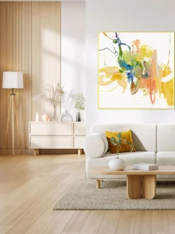 Discount Impresión sobre lienzo acabada a mano enmarcada Confidential Yellow Lienzos|Jarrones