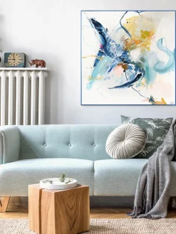 Lienzos|Jarrones>Malerifabrikken Impresión sobre lienzo acabada a mano enmarcada Confidential Blue