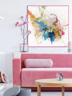 Lienzos|Jarrones>Malerifabrikken Impresión sobre lienzo acabada a mano enmarcada Confidential Pink