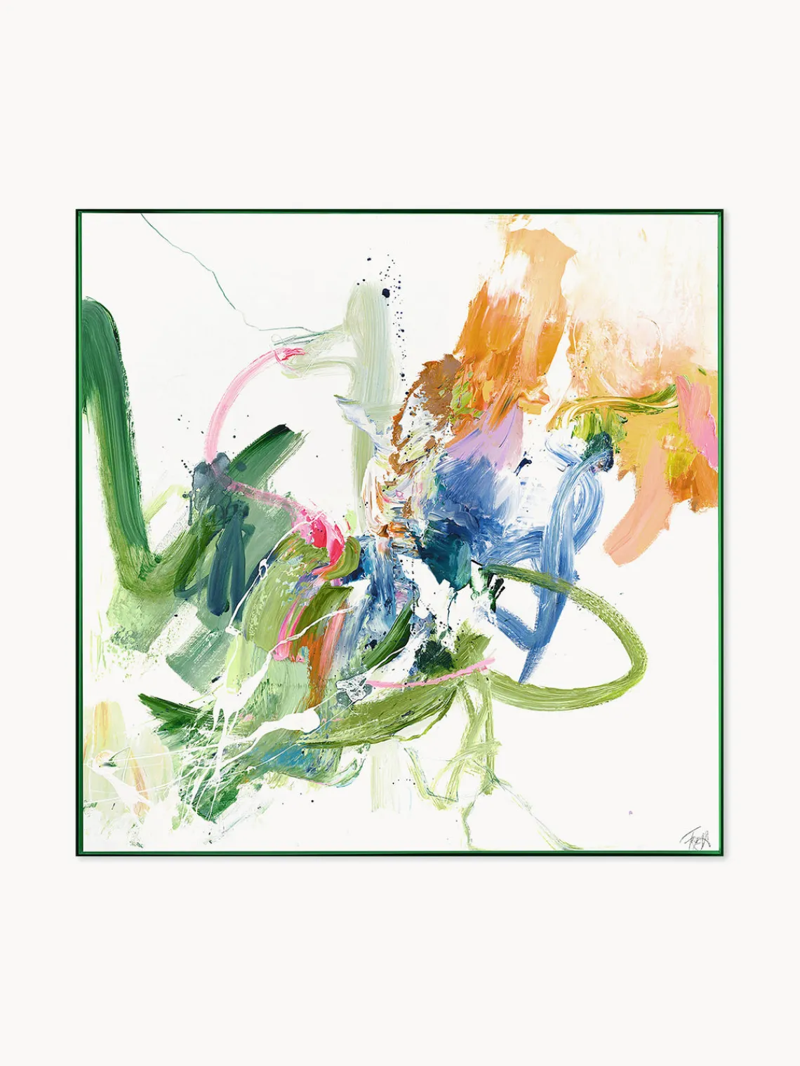 Discount Impresión sobre lienzo acabada a mano enmarcada Confidential Green Lienzos|Jarrones