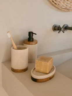 New Jabonera con madera Laura Dispensador De Jabón Y Jaboneras|Jarrones