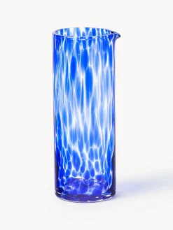 Jarras De Agua|Vajillas Completas>Westwing Collection Jarra artesanal con estampado a lunares Oakley, 1.1 L Azul real transparente