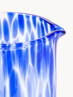 Jarras De Agua|Vajillas Completas></noscript>Westwing Collection Jarra artesanal con estampado a lunares Oakley, 1.1 L Azul real transparente