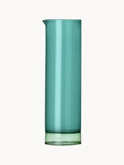 Jarras De Agua|Vajillas Completas>ICHENDORF Jarra artesanal de vidrio Bamboo Groove, 1,2 L Verde menta, azul petróleo