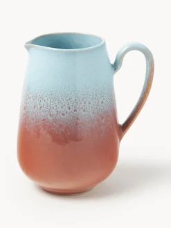 Jarras De Agua|Vajillas Completas>Westwing Collection Jarra artesanal Marguerite, 1 L Terracota, azul claro