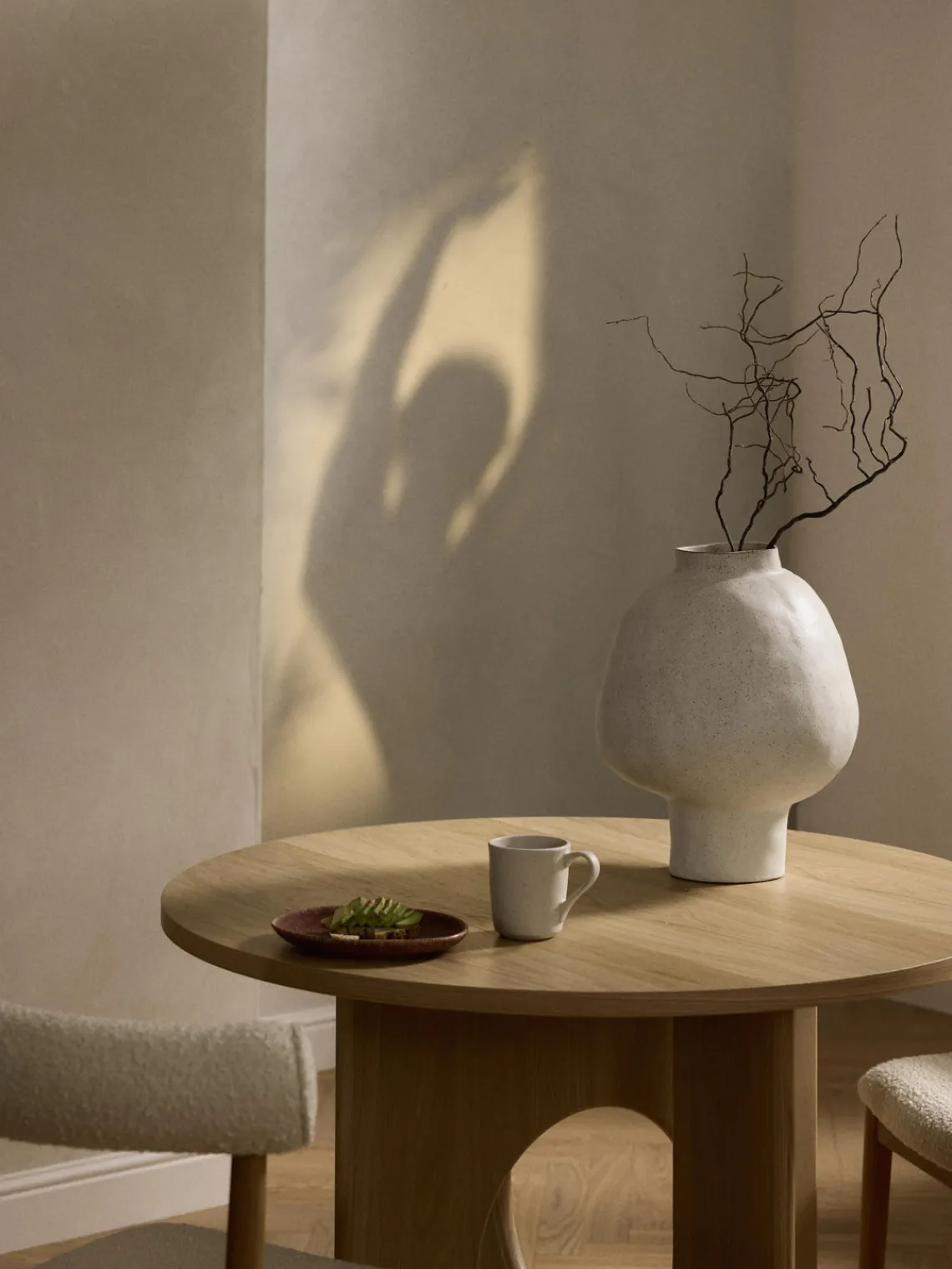 Jarrones|Jarrones>Westwing Collection Jarrón artesanal de diseño de gres Saki, 40 cm Blanco Off White jaspeado