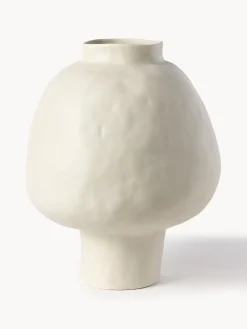 Jarrones|Jarrones>Westwing Collection Jarrón artesanal de diseño de gres Saki, 40 cm Beige claro