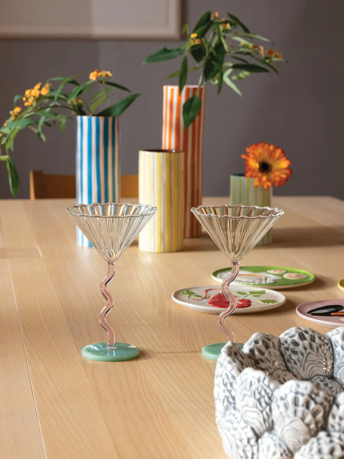 Jarrones|Jarrones>&k Amsterdam Jarrón artesanal de porcelana Ray, 24 cm