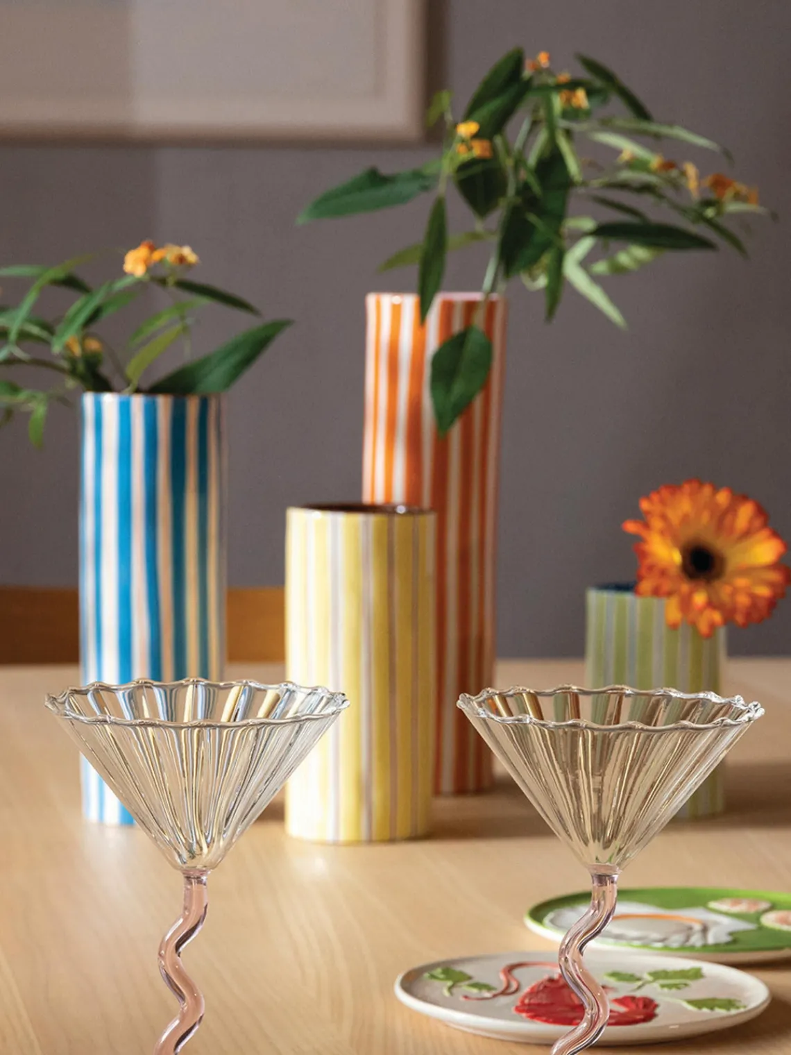 Jarrones|Jarrones>&k Amsterdam Jarrón artesanal de porcelana Ray, 24 cm