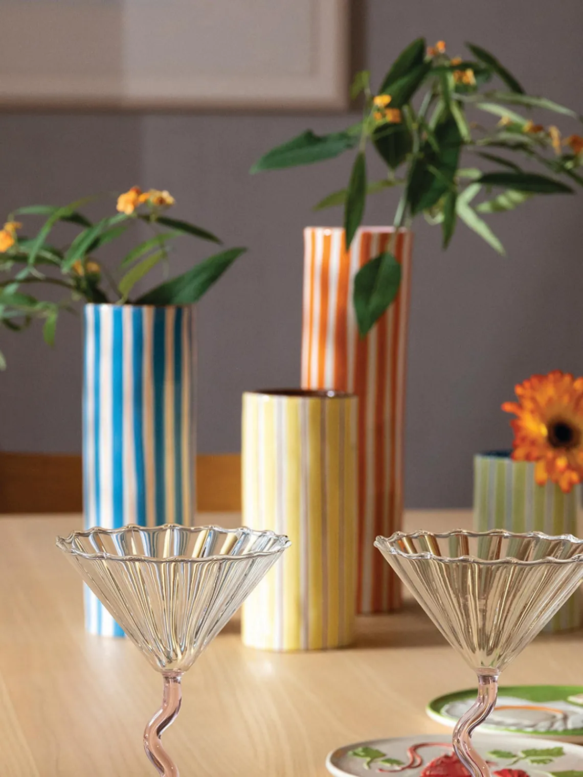 Jarrones|Jarrones>&k Amsterdam Jarrón artesanal de porcelana Ray, 29 cm