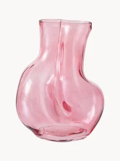 Jarrones|Jarrones>HKLIVING Jarrón artesanal de vidrio Gleam, 22 cm Rosa claro transparente
